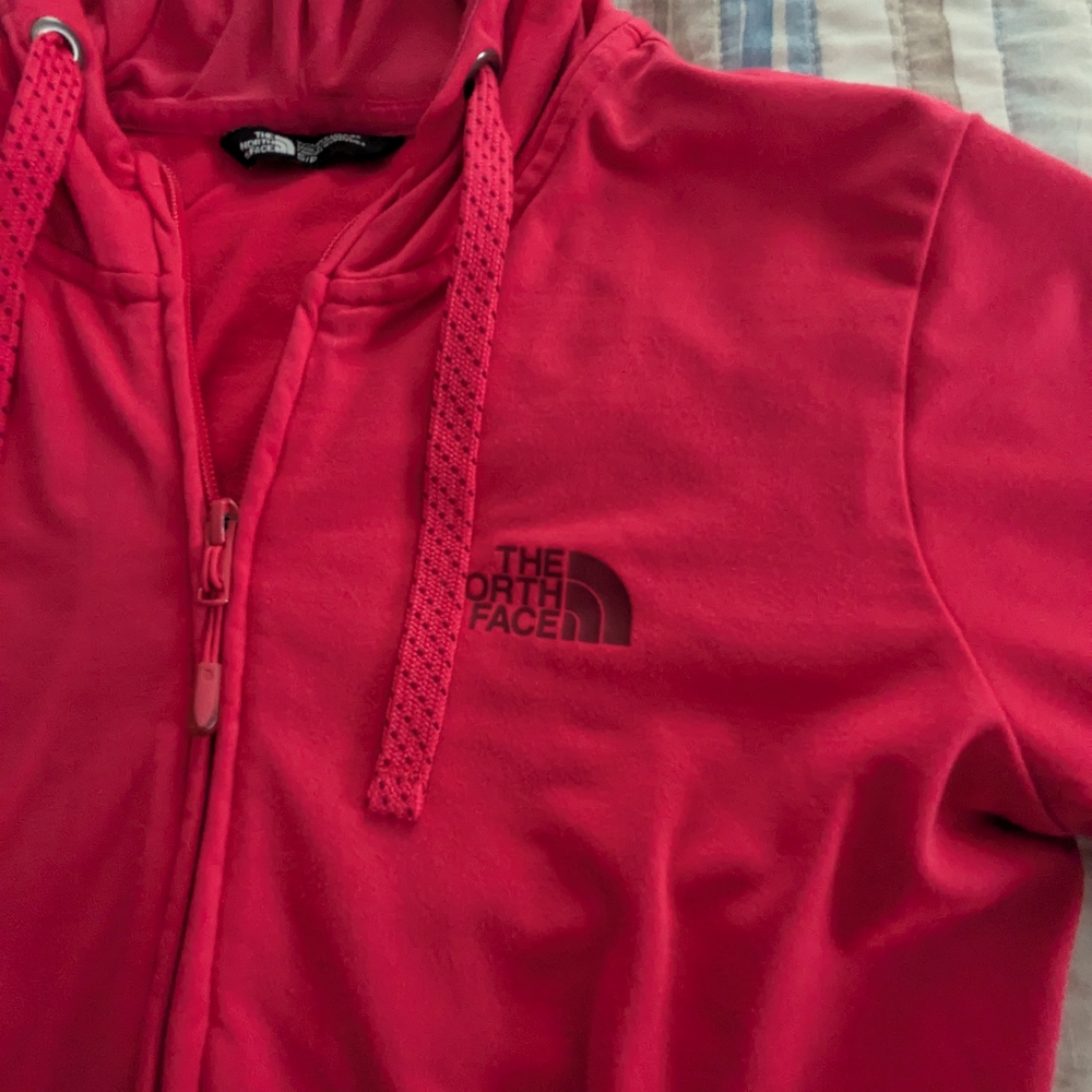 North Face Vibrant Red Zip-Up Hoodie - Picture 3 of 5